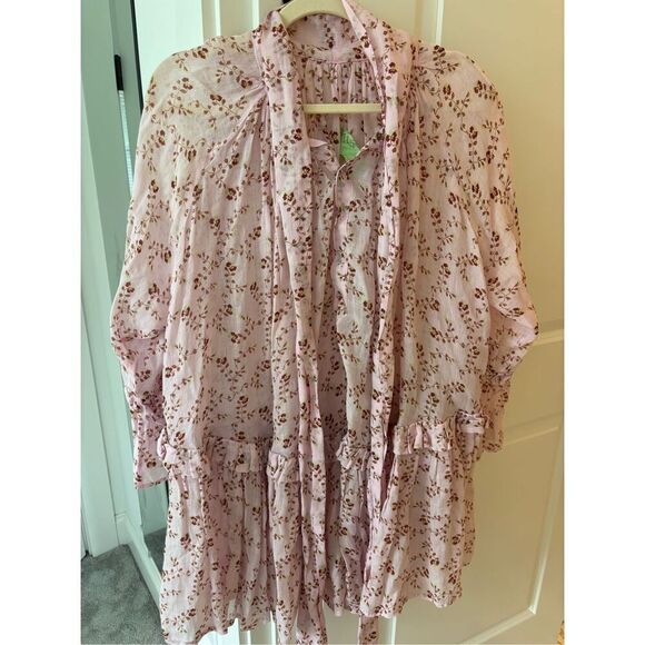 NWOT Yvonne S Linen ANGELICA MINI DRESS, Med $695 - Picture 4 of 11